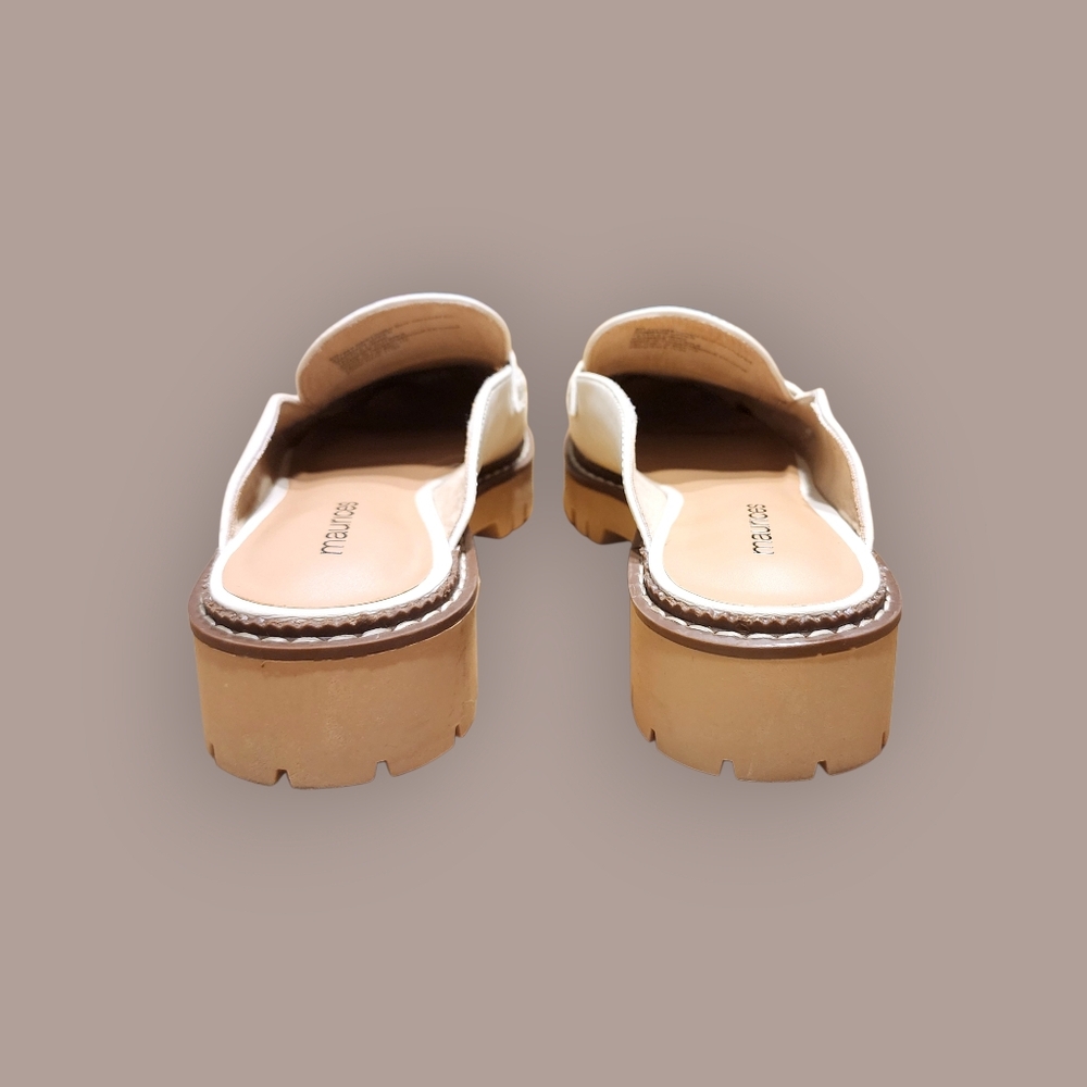 Maurices Gretchen Platform Loafer Womens 8 Off White Leather Chunky Heel Retro - Picture 8 of 14